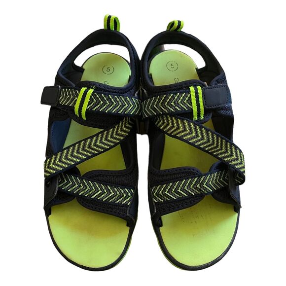 Cat & Jack navy lime green Strappy sandals big boys size 5 - Picture 1 of 9